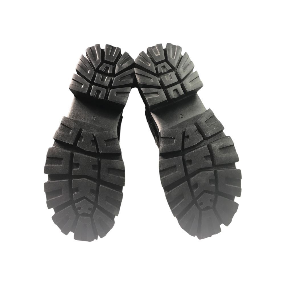 Chic Black Croc-Patterned Combat Boots - image 3